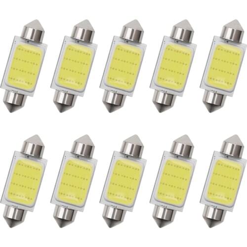 10pcs Cob Festoon C5W C10W 31 36 39 41MM Car LED Bulb 6500K White 12V Interior Dome Lights License Plate Auto Inside Lighting