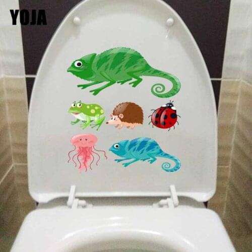YOJA 20.7X23.1CM Cartoon Toilet Decal Living Room Home Decor Wall Sticker Cute Litle Animal T5-1105