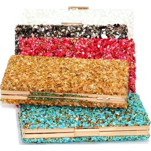 Natural stone evening pack stones Clutch Bags Women Party Purse Evening Bags for Women Luxury Bridal Handbags Dropshipping