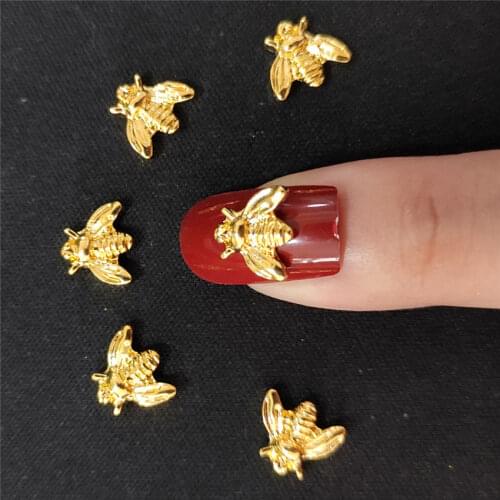 20Pcs Big Nail Art Metal Nail Decoration 3d Kawaii Insect Animal Dekors Bling Nailart Supply Charms Bee Studs Flat Back
