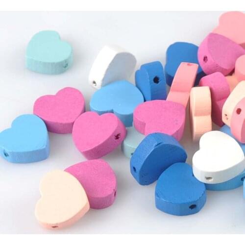 20pcs Mixed Heart Pattern Wooden Spacer Beads For Jewelry making DIY 18x16mm MT2027X
