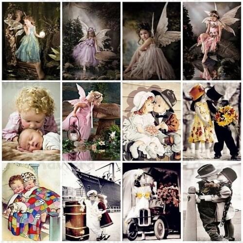 5D DIY Diamond Painting Cute Baby Girl Boy Full Square Drill Diamond Embroidery Angel Picture Of Rhinestone Home Kids Room Decor