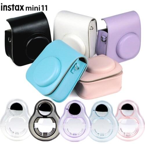 Accessories For Fujifilm Instax Mini 11 Film Camera, Protective PU Leather Case Bag Cover with Shoulder Strap and Close Up Lens