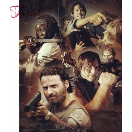 Touoilp 5D DIY Diamond Painting Needlework Craft Gift Full Square round The Walking Dead Embroidery Cross Stitch Kits