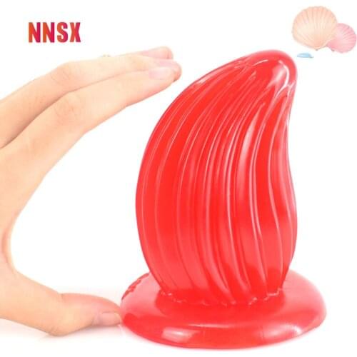 NNSX Conch Anal Plug Transparent Wine Red Deep Texture Round Head Gradually Bigger Suction Cup MasturbationG Sex Toys For Women