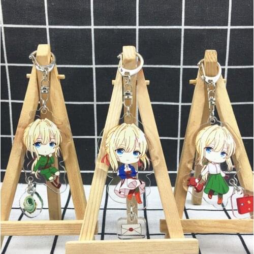 Anime Violet Evergarden Violet Beautiful Cute Acrylic Figure keychain Keyring Decoration Collection Model Toy Cosplay