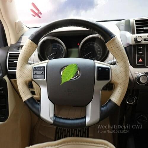 DIY For Toyota Prado 2700 car steering wheel cover hand-sewn high-quality leather comfort grip cover auto Parts car assessoires
