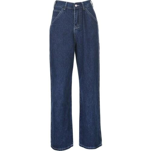 Fashion Loose Jeans Women Retro Straight Pachwork Large Pocket Wide-Leg Womens Jeans High Waist Streetwear Pants Summer