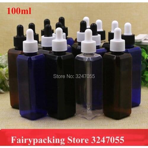 100ML Blue/Clear/Brown/Black PET Plastic Essential Oil Serum Bottles, Empty Portale Dropper Perfume Package,Reagent Pipette Tube