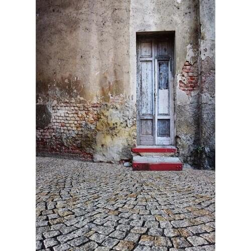 Old Broken Brick Wall Wooden Door Photo Backdrop Computer Printed Studio Backgrounds for Portrait Photography Props Photocall
