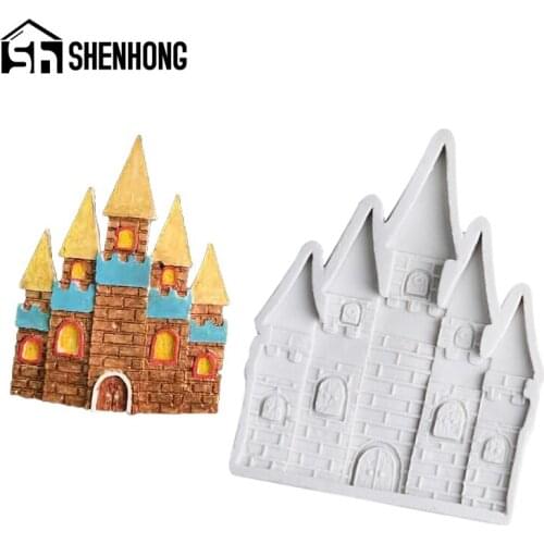 SHENHONG Castle Church Shape Wedding Sugarcraft Pastry Baking Tray Dessert Fondant Mold Silicone Mould Cake Decorating Tool