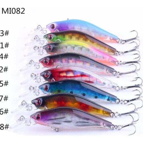 Hot Sales 8pcs Fishing Lures Plastic Hard Bait Fishing Tackle Fish Wobbler Minnow Artificial Lure 8cm 6.3g