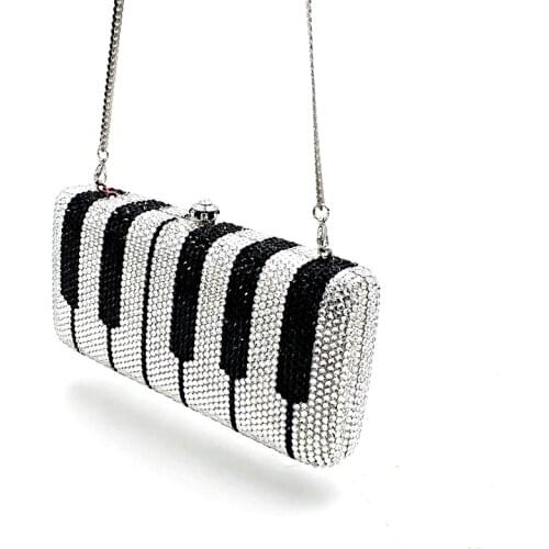 Artistic women clutches party purses women music songs party diamonds piano full crystal purses