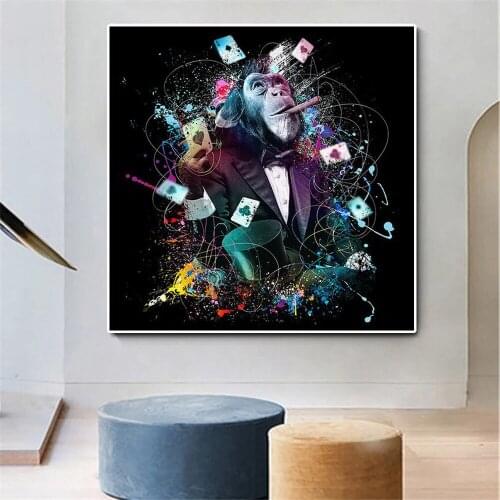 Street Graffiti Art Canvas Painting Cute Monkey Smoking Poster and Print Wall Art Picture for Living Room Home Cuadros Decor