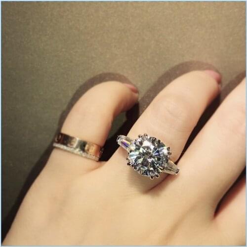 Choucong Solitaire Ring Round cut 5ct diamond cz 925 Sterling Silver Engagement Wedding Band Rings for women Party Jewelry