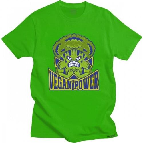 Cool Vegan Power T Shirt Men Soft Cotton Handsome T-shirt O-neck Short Sleeve Powered By Plants Tee Tops Slim Fit Clothing Gift