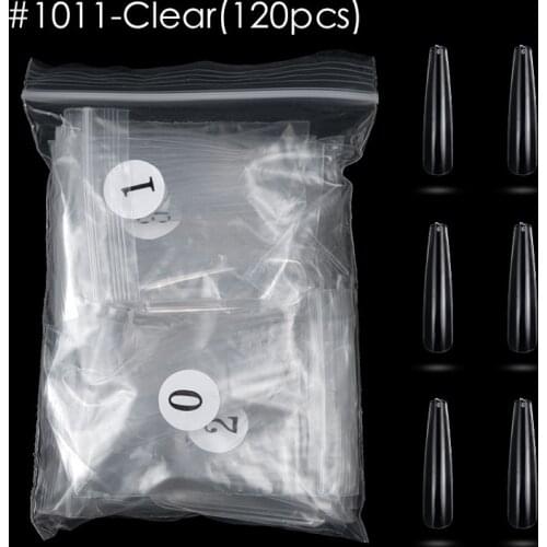 Lamemoria New XXL Long Nail Tips Full Cover Clear White Coffin False Nail Press on Nails Long Ballerina Nails 120pcs/opp