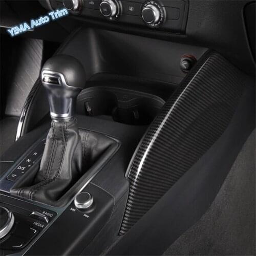 Lapetus Auto Styling Side Center Control Gear Shift Panel Cover Trim 2 Pcs Carbon Fiber Style ABS Fit For Audi A3 V8 2014 - 2019