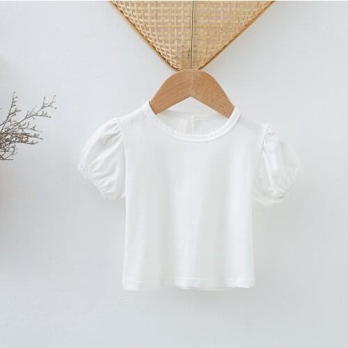 Summer childrens T-shirt Western style puff sleeve top thin girl short-sleeved bottoming shirt baby half-sleeved clothes