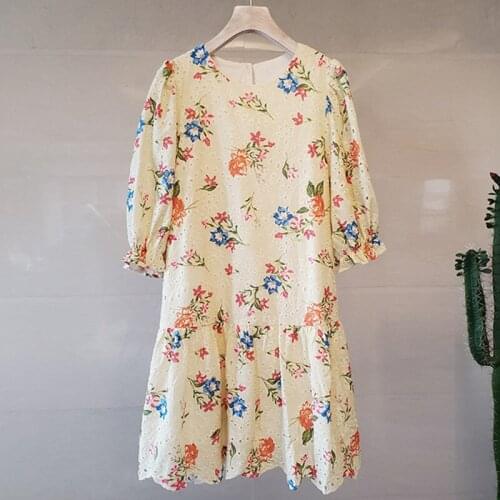 Summer Women Flower Embroidered Print Princess Dress Lady Harujuku Punk Rave Party Dress High Qualty Vestidos Mujer K9968