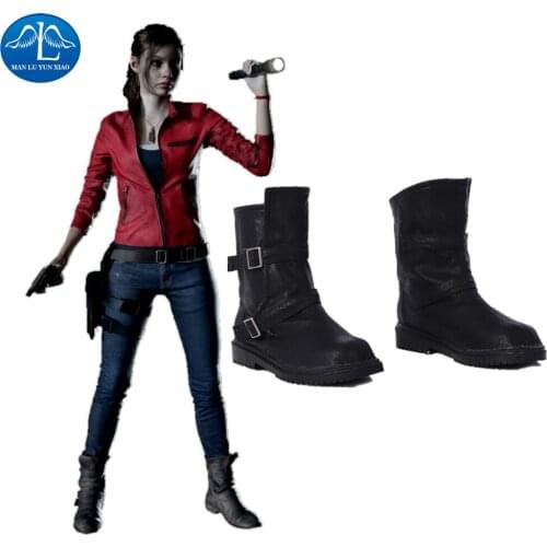 Manluyunxiao RE 2 Remake Claire Cosplay Female Short Boots Game Character Outfit Halloween Costume for Girls Women Shoes