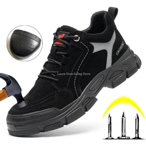 Steel toe cap safety shoes men casual welder work safety boots kevlar midsole soft anti-spark breathable work boots male safeti