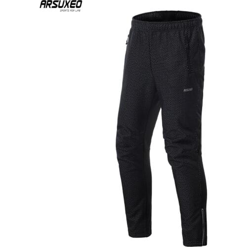 ARSUXEO Mens Winter Cycling Pants Thermal Fleece MTB Bike Pants Mountain Bicycle Trousers Windproof Waterproof Reflective 20A