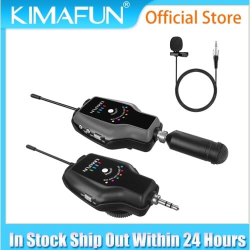 KIMAFUN UHF Lavalier Lapel Wireless Microphone Recording Vlog Youtube Live Interview for iPhone Android DSLR Camera microphone