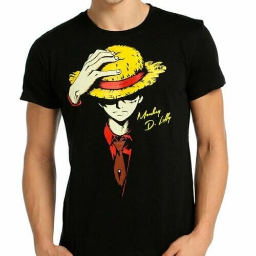 Monkey D. Luffy One Piece - T-Shirt Men Brand Famous Clothing Men T-Shirts Cotton Plus Size Make Your Own Shirt