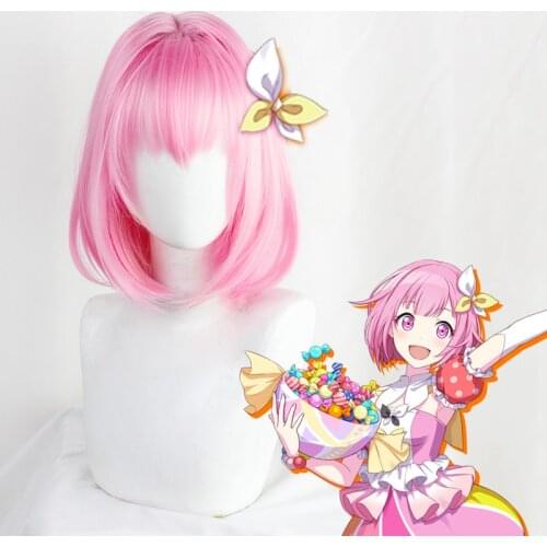 Ootori Emu Cosplay Wig Pink Short Straight BOBO Lolita Daily Wear Heat Resistant Hair Adult Halloween Role Play