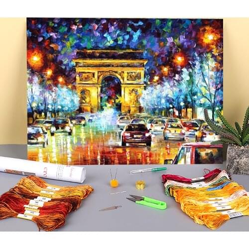 Paris Flight Pre-Printed 11CT Cross-Stitch Set DIY Embroidery DMC Threads Knitting Painting Sewing Needlework Wholesale Floss