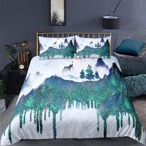 Scenery Moutain Lake Bedding Set Fashoin 3D Print Comforter Luxury Queen King Single Duvet Cover Set Home Textile Decor Painting