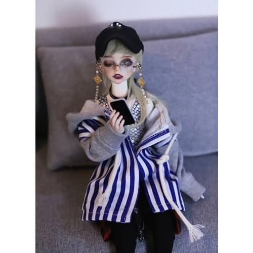 1/4 1/3 Scale BJD Clothes Casual Striped Hooded Cardigan Coat For BJD/SD MSD SD13 SD17 SSDF Strong Uncle Doll Accessories C0956