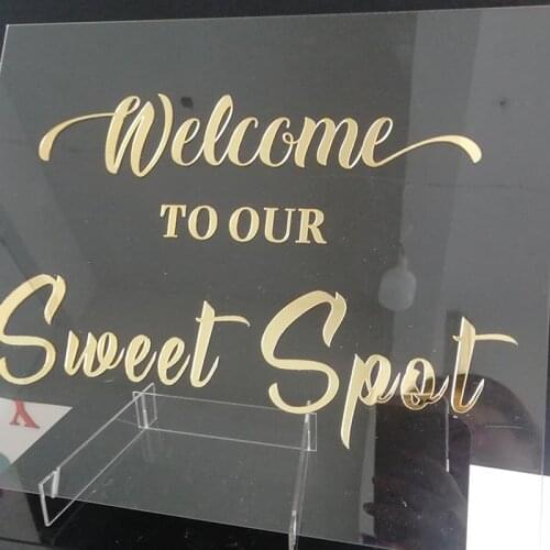 Welcome Sign for Wedding Clear Glass Personalized Sign Modern Wedding Custom acrylic Welcome to our Wedding Personalized
