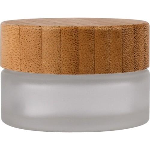 Empty 5g 15g 30g 50g 100g Frosted Glass Jar Skin Care Eye Cream Jars Pot Refillable Bottle Cosmetic Container With Bamboo Lid