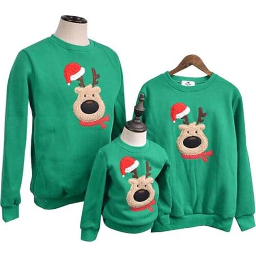 Chritmas Family Clothing Autumn Winter Sweater Christmas Deer Children Clothes Shirts Polar Fleece Warm Family Matching Outfits