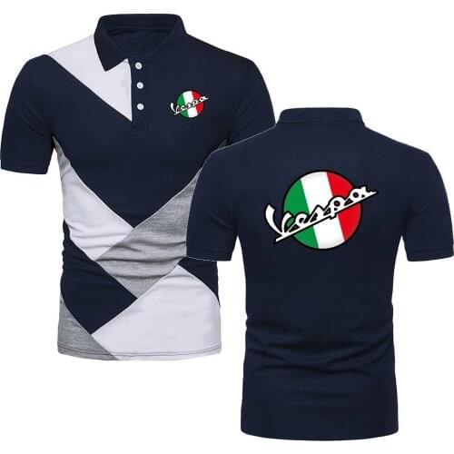 Polo Shirts Mens TShirts Italy Flag Vespa Printed Short Tees 80s 90s Motorcycle Military Style Jersey Contrast Color Polo
