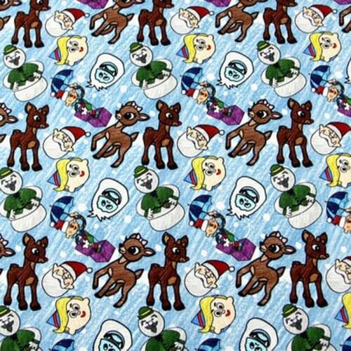 Santa Claus Christmas Snowmen and Elks Cotton Fabric for Baby Christmas Day Decoration Patchwork Handmade Cloth