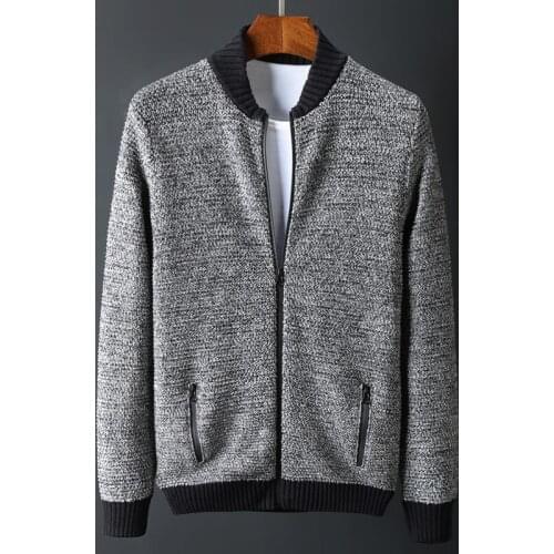 New Spring autumn Men Sweater Jacket Coat Casual Mandarin Collar Zipper thick fashion cotton plus size M L XL 2XL 3XL 4XL 5XL6XL