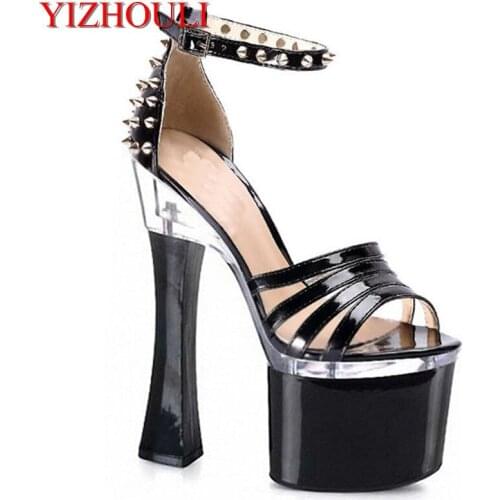 18 cm high heels Party with hollow rivets bag with sandals nightclub shoe manufacturers selling new selling womens shoes