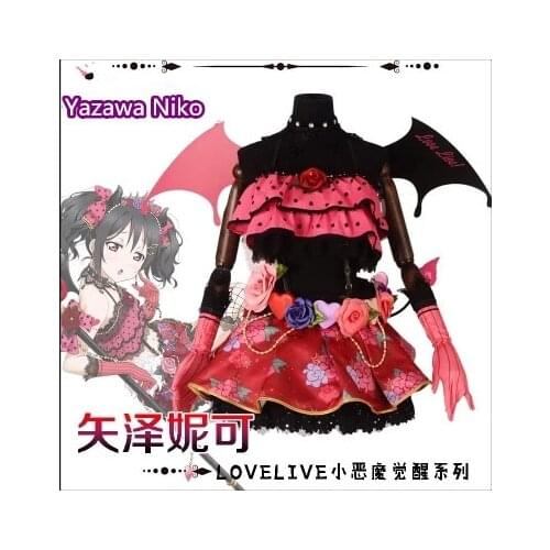 [Stock] Anime! Lovelive Yazawa Niko Little Devil Awakening Cosplay Costume For Women dress+petticoats Free Shipping