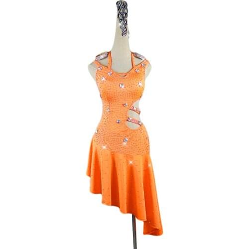 High-end Latin dance performance outfit sexy leak-back dress imitation Austrian diamond ladies summer new Latin Dance Dress