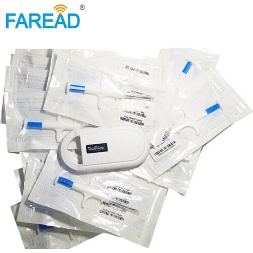 X1pc FDX-B RFID chip reader for animals+x80pcs ISO11784/785 RFID cattle Cow sheep EID tag microchip veterinary syringes
