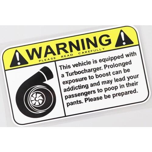 Funny Warning Sign Turbocharged Car Sticker Pvc Fashion Body Window Decoration Auto Accessories Waterproof Decal 15 Cm* 9cm