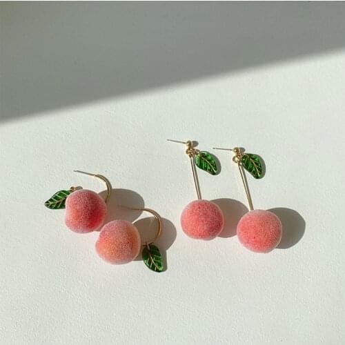 1Pair Sweet Fruit Peach Earrings Japan Korean Chic Pink Peach Acrylic Long Dangle Drop Earring for Women Party Jewelry Gift