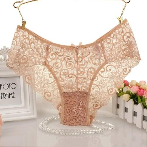HW2 Womens Sexy Full Lace Panties Fashion High Quality Transparent Floral Bow Soft Briefs Sexy Lingerie Knickers Culotte Femme