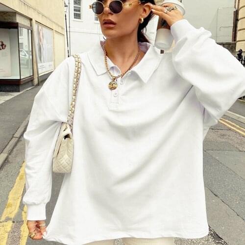 POLO Simple Fashion Ladies White Sweater Autumn and Winter 2020 Loose European and American New Trend Tops Sweater Streetwear
