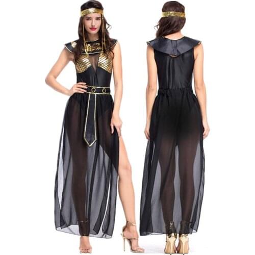 Gold Egypt Pharaoh Costumes For Halloween Party Adults Clothing Egyptian Queen Women New Year Purim Fancy Dress