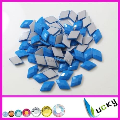 1440PCS 8*13mm diamond shape hemitate blue color Korean quality hotfix epoxy pearl rhinestone hotfix faceted look pearl
