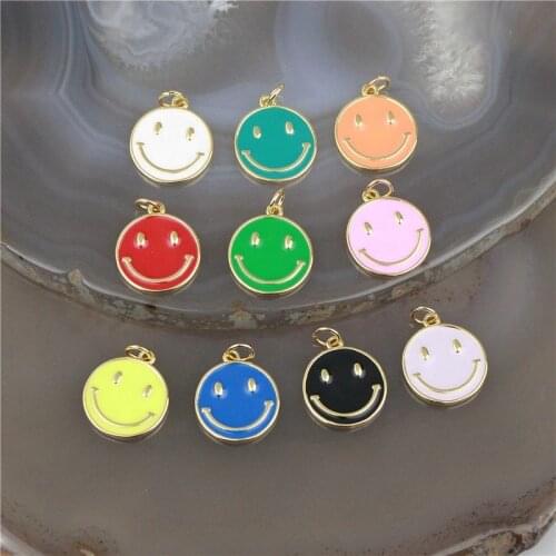 20pcs/lot 15mm Smiley enamel round pendant,color enamel plating charm jewelry,fashion enamel jewelry component pendant